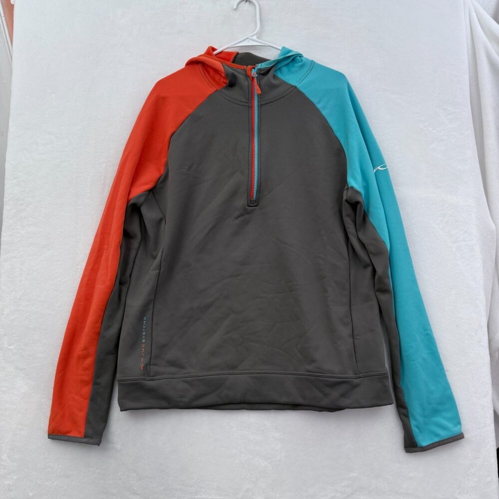 Kjus Systems 1/4 Zip Pullover Mens XL Gray Hooded Performance Stretch